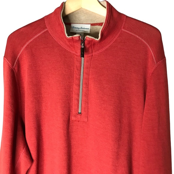 Tommy Bahama Reversible Sweater Pullover Cotton Blend Orange Cream Men’s - Picture 2 of 13